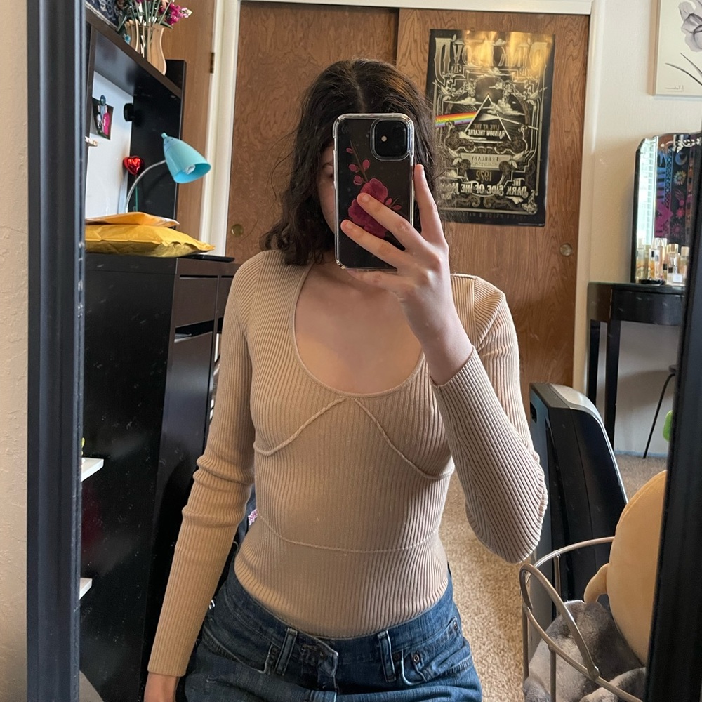 MISGUIDED TAN CREAM BODY SUIT